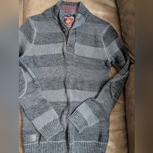 Point Zero Men's Charcoal and Light Gray Zip-Up Sweater